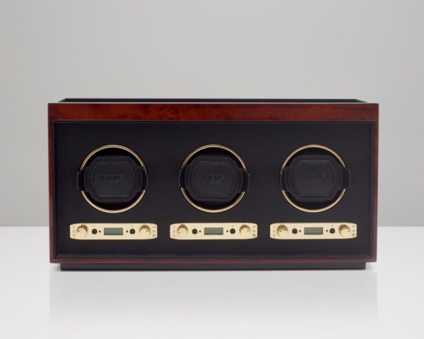 Wolf Meridian Triple Watch Winder in Burlwood