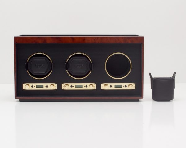 Wolf Meridian Triple Watch Winder in Burlwood