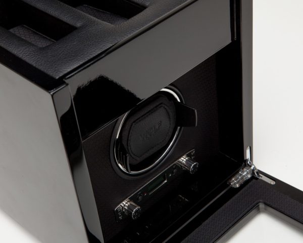 Wolf Savoy Watch Winder with Storage in Black