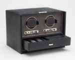 Wolf Blake Double Watch Winder in Black Teju Lizard