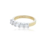 18ct yellow gold emerald cut diamond 5 stone ring