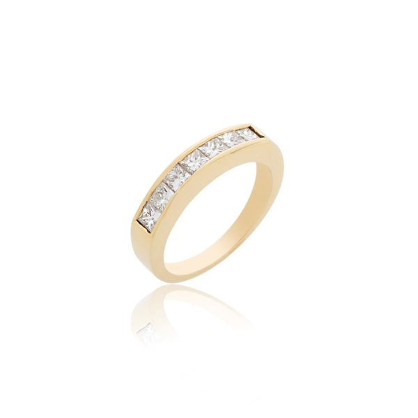 18ct yellow gold princess cut diamond half eternity ring