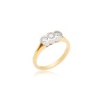 18ct Yellow gold brilliant cut diamond 3 stone ring