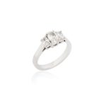 18ct white gold oval cut diamond 3 stone ring