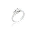 18ct White gold emerald cut and brilliant cut 3 stone diamond ring