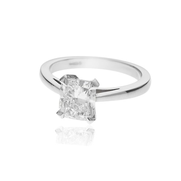 Platinum cushion brilliant cut diamond ring