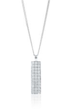 18ct white gold pave set diamond rectangular pendant