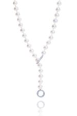 18ct White Gold Lariatee necklet with diamond fastener and hoop detail.