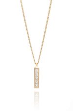 18ct yellow gold brilliant cut diamond 8 stone strip pendant