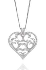 18ct White gold pave set fancy heart shape diamond pendant