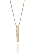 18ct yellow gold diamond block pendant