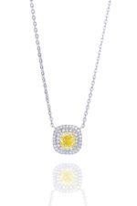 Platinum fanct vivid yellow diamond pendant.