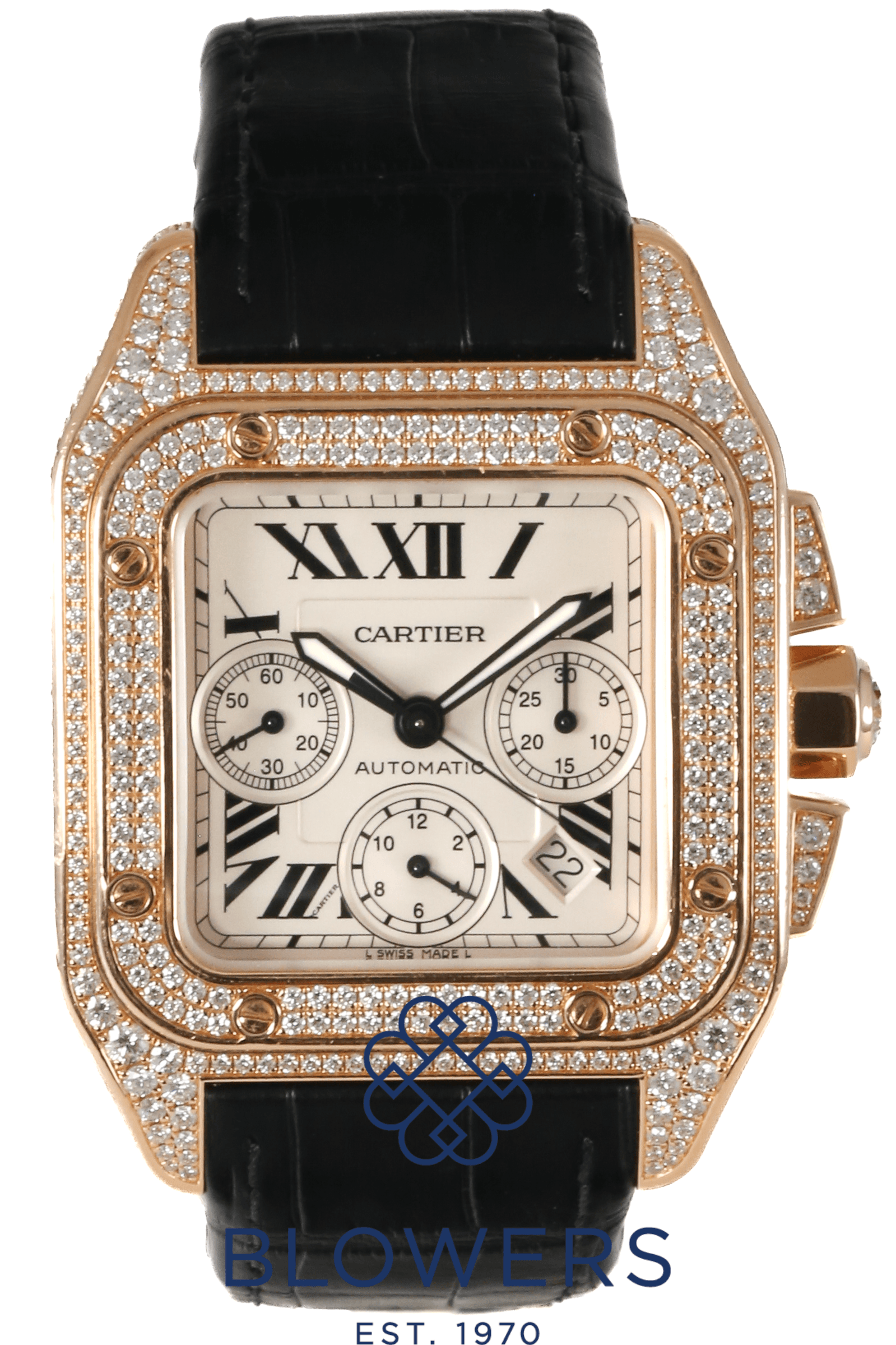 Cartier Santos Joaillerie 100 XL Chronograph Factory "Diamond Pavé" Reference WM502351