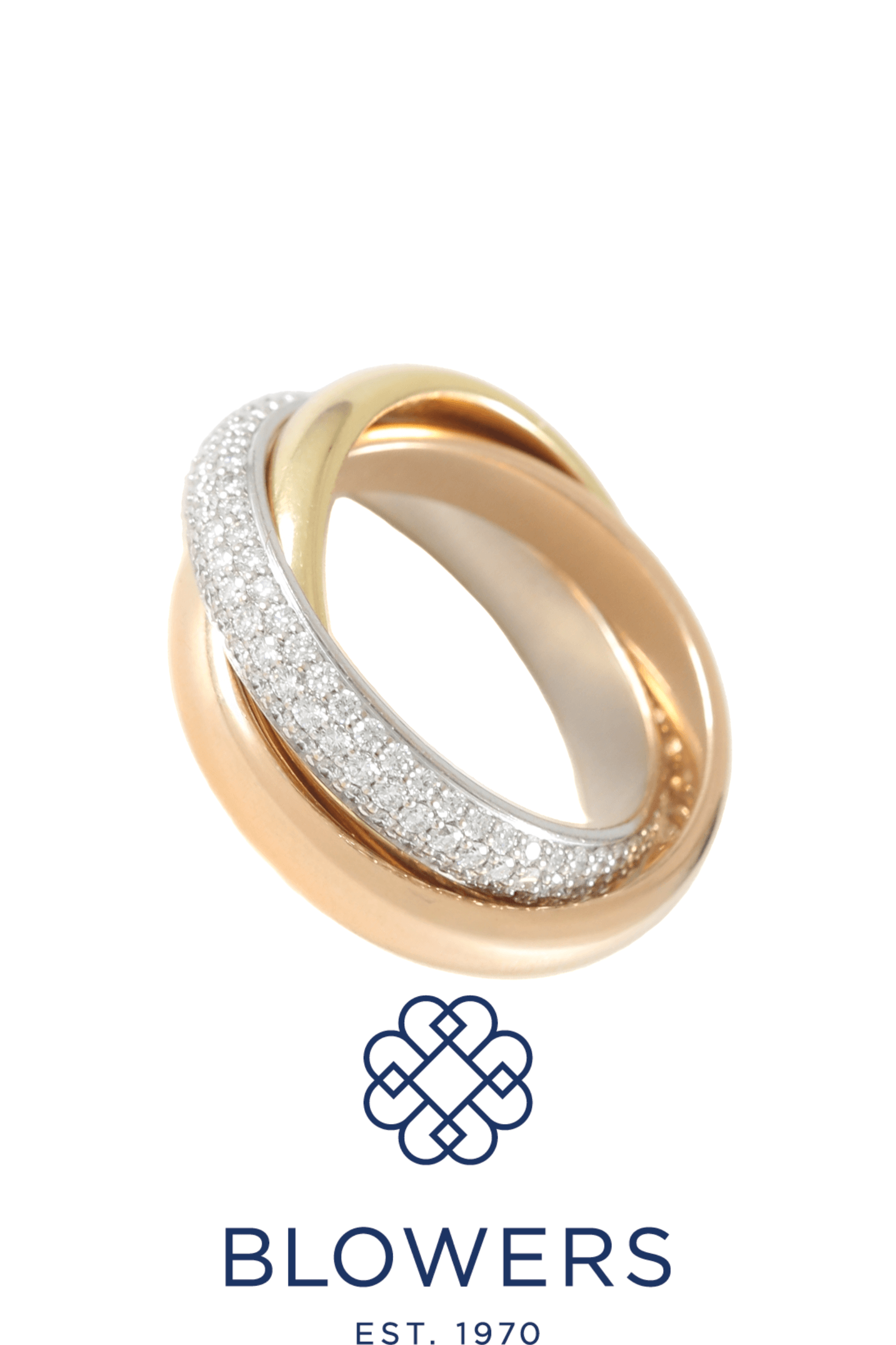 Cartier 18ct Semi Pave Diamond Trinity Ring B4236052